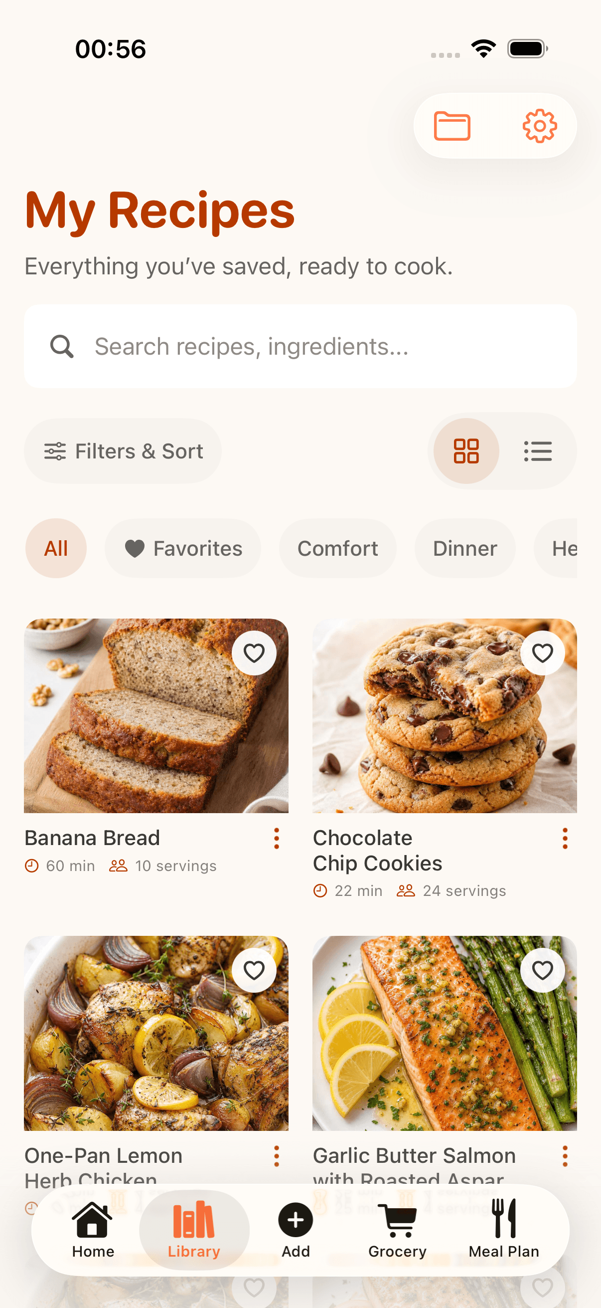 CookClip iOS recipe organizer library with saved recipes