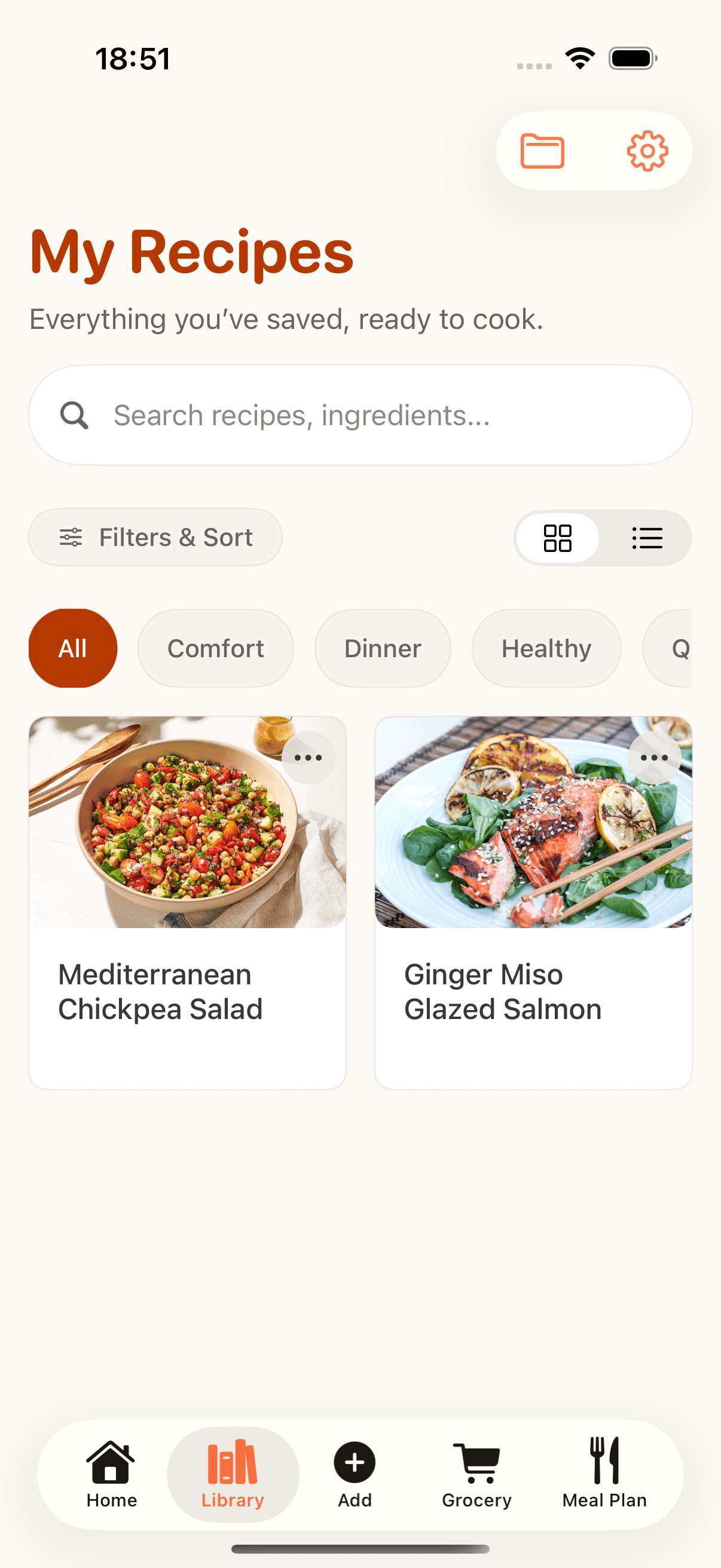 CookClip recipe library for review and organization